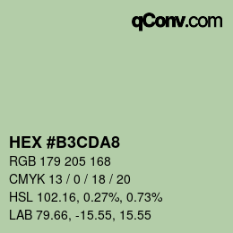 Color code: HEX #B3CDA8 | qconv.com