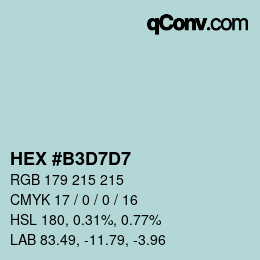 颜色代码: HEX #B3D7D7 | qconv.com