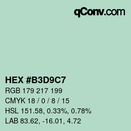 Color code: HEX #B3D9C7 | qconv.com