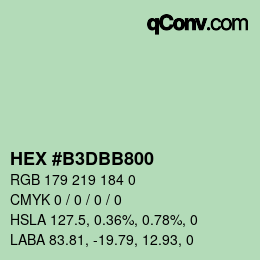 Farbcode: HEX #B3DBB800 | qconv.com