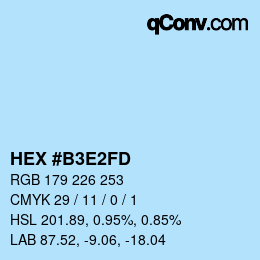 Color code: HEX #B3E2FD | qconv.com