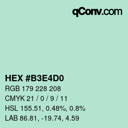 Color code: HEX #B3E4D0 | qconv.com