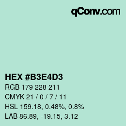 Color code: HEX #B3E4D3 | qconv.com