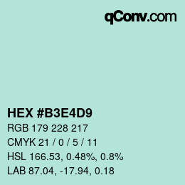 Color code: HEX #B3E4D9 | qconv.com