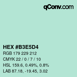 Color code: HEX #B3E5D4 | qconv.com
