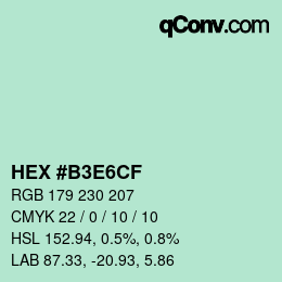 Color code: HEX #B3E6CF | qconv.com