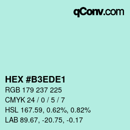 Código de color: HEX #B3EDE1 | qconv.com