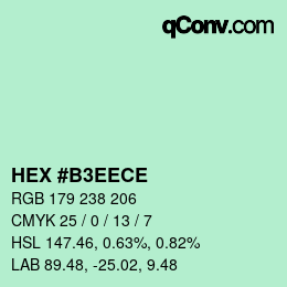 カラーコード: HEX #B3EECE | qconv.com