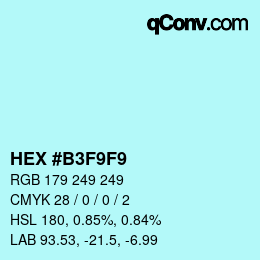 Código de color: HEX #B3F9F9 | qconv.com