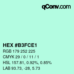 Farbcode: HEX #B3FCE1 | qconv.com
