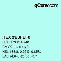 Color code: HEX #B3FEF0 | qconv.com