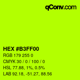 Code couleur: HEX #B3FF00 | qconv.com