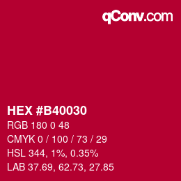 Farbcode: HEX #B40030 | qconv.com