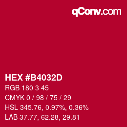 カラーコード: HEX #B4032D | qconv.com