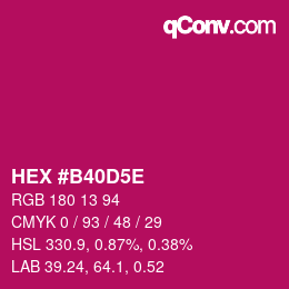 Color code: HEX #B40D5E | qconv.com