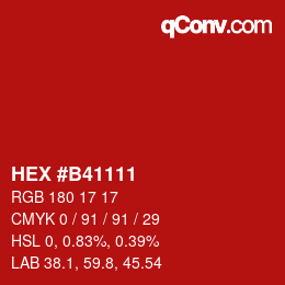 Color code: HEX #B41111 | qconv.com