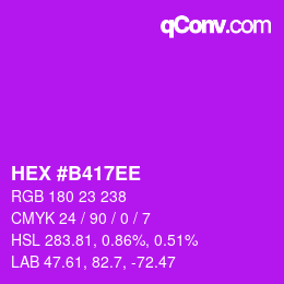 颜色代码: HEX #B417EE | qconv.com