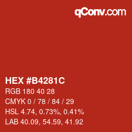 Color code: HEX #B4281C | qconv.com