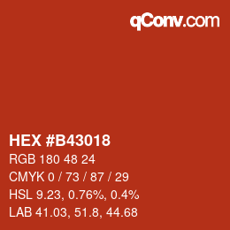 颜色代码: HEX #B43018 | qconv.com