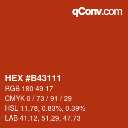 Color code: HEX #B43111 | qconv.com