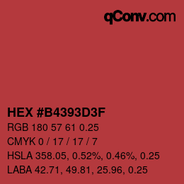 Farbcode: HEX #B4393D3F | qconv.com