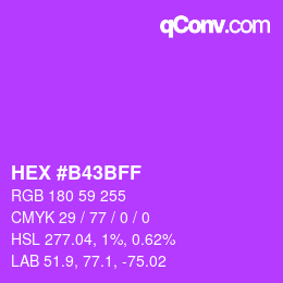 カラーコード: HEX #B43BFF | qconv.com