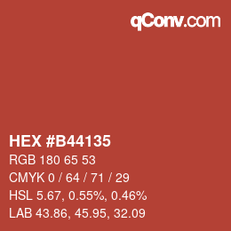 Código de color: HEX #B44135 | qconv.com