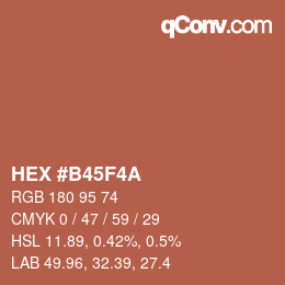 颜色代码: HEX #B45F4A | qconv.com