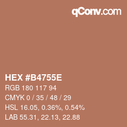 Color code: HEX #B4755E | qconv.com