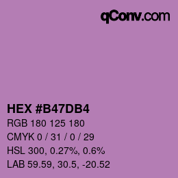 Farbcode: HEX #B47DB4 | qconv.com