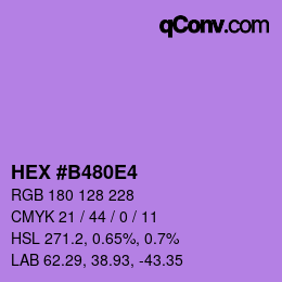カラーコード: HEX #B480E4 | qconv.com