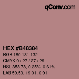 颜色代码: HEX #B48384 | qconv.com