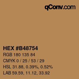 Color code: HEX #B48754 | qconv.com