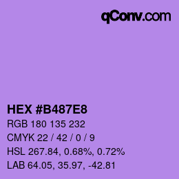 Farbcode: HEX #B487E8 | qconv.com