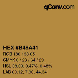 Color code: HEX #B48A41 | qconv.com