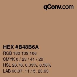 Color code: HEX #B48B6A | qconv.com