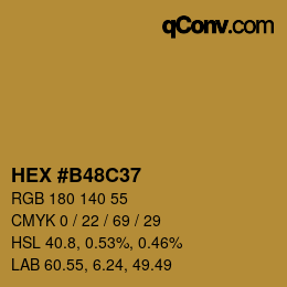 Farbcode: HEX #B48C37 | qconv.com