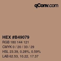 颜色代码: HEX #B49079 | qconv.com