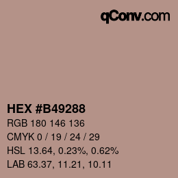 Código de color: HEX #B49288 | qconv.com