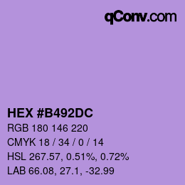 颜色代码: HEX #B492DC | qconv.com