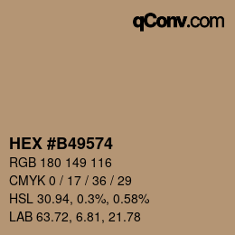 Color code: HEX #B49574 | qconv.com