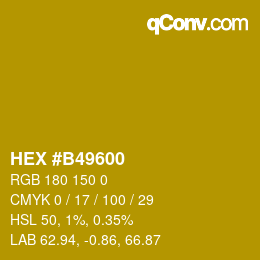 颜色代码: HEX #B49600 | qconv.com