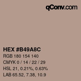 Color code: HEX #B49A8C | qconv.com