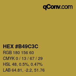 颜色代码: HEX #B49C3C | qconv.com