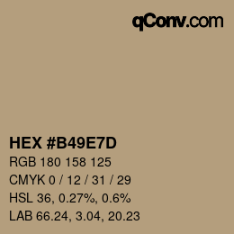Code couleur: HEX #B49E7D | qconv.com