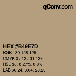 Code couleur: HEX #B49E7D | qconv.com