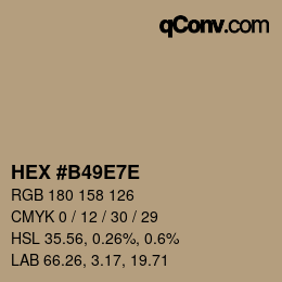 Color code: HEX #B49E7E | qconv.com