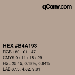 カラーコード: HEX #B4A193 | qconv.com