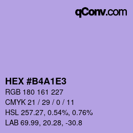Color code: HEX #B4A1E3 | qconv.com