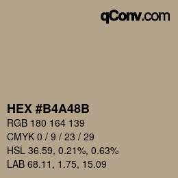 Código de color: HEX #B4A48B | qconv.com